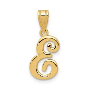 14k Yellow Gold, Mimi Collection, Small Script Initial E Pendant